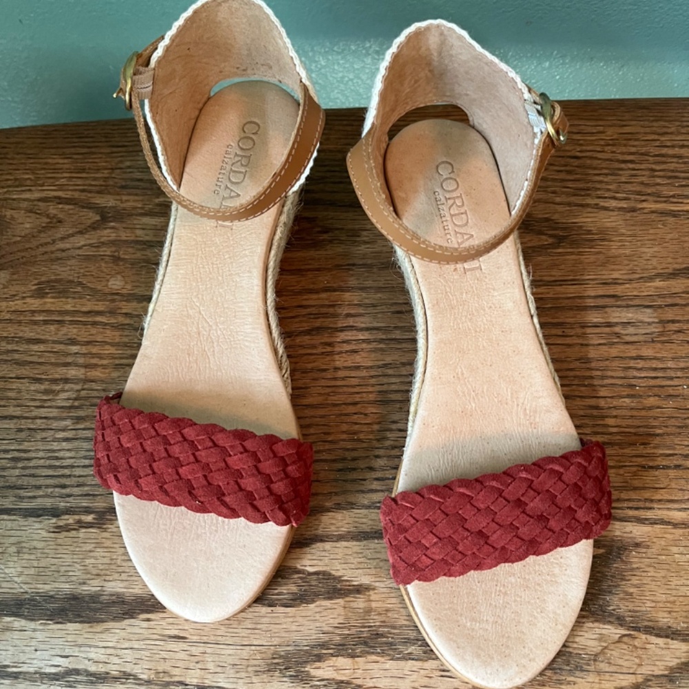 Cordani Sandals Espadrille Woven Suede & Leather Straps Brand New Size 7 NWOT